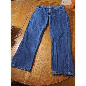 34x30 George Relaxed Fit Cotton Denim Blue Jeans with Pockets and Belt Loops